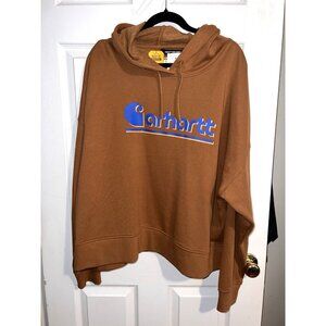 NWT CARHARTT Womens TS6918-W Loose Fit Hooded Sweatshirt Logo Sz XL 16/18